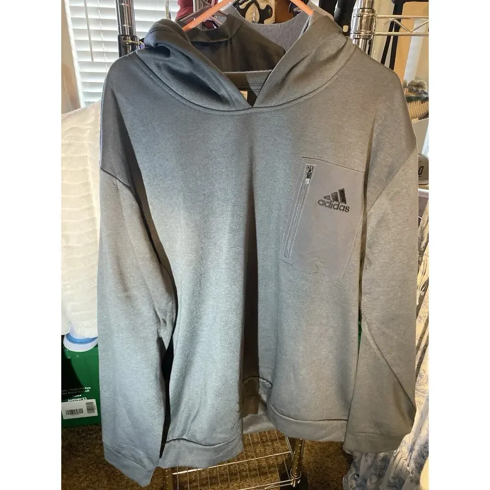 Adidas Hooded Sweatshirt Gray Men Size 2XL New Tags